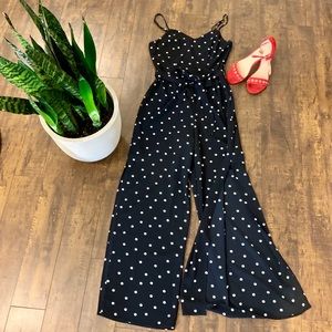 Stunning polka dot jumpsuit with slit legs